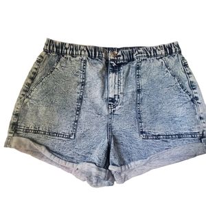 Wild Fable Acid Wash High Waist High Rise Cargo Pocket Denim Jean Shorts Size L
